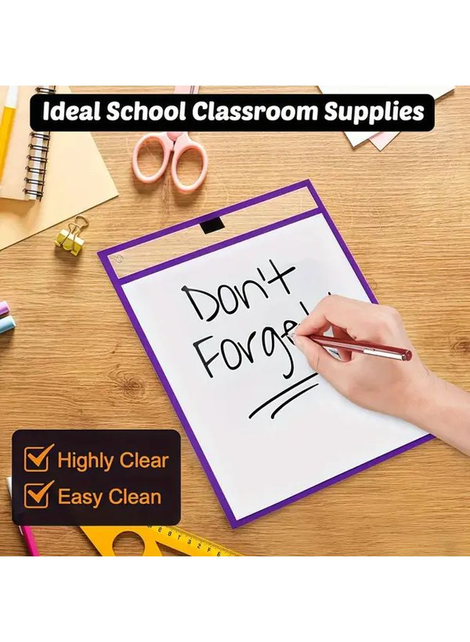 13pcs Reusable Dry Erase Pockets Set with 7 Pens for Teachers Classroom Supplies - Image 5